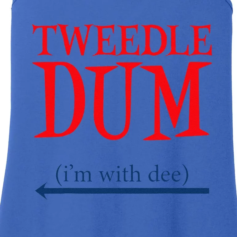 Tweedle Dum IM With Dee Lazy Couple Halloween Costumes Ladies Essential Tank