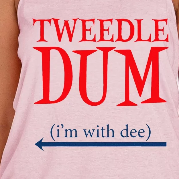 Tweedle Dum IM With Dee Lazy Couple Halloween Costumes Women's Knotted Racerback Tank