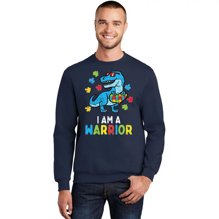 Trex Dino I Am A Warrior Autism Awareness Sweatshirt