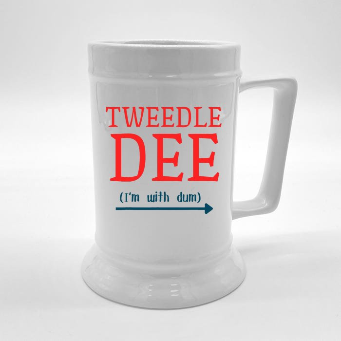 Tweedle Dee IM With Dum Couple & Friends Funny Lazy Costume Front & Back Beer Stein