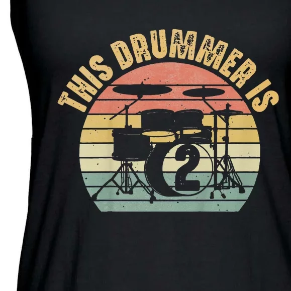 This Drummer Is 2nd Birthday Drum Set Drumming Ladies Essential Flowy Tank