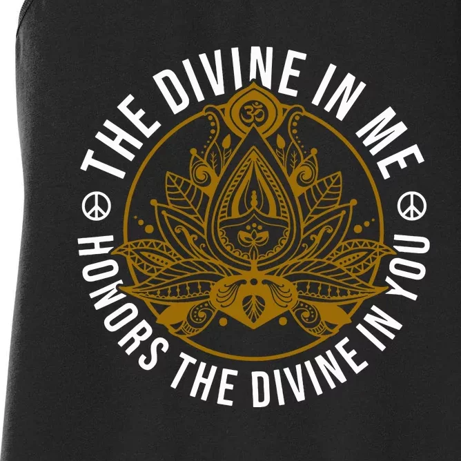 The Divine In Me Positive Message Spiritual Yoga Meditation Women's Racerback Tank