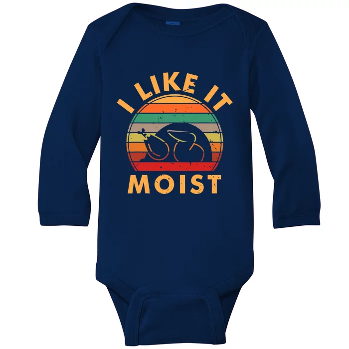 Turkey Dabbing I Like It Moist Happy Thankgiving Baby Long Sleeve Bodysuit