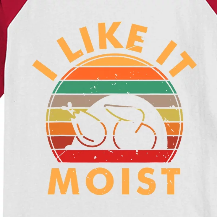 Turkey Dabbing I Like It Moist Happy Thankgiving Kids Colorblock Raglan Jersey