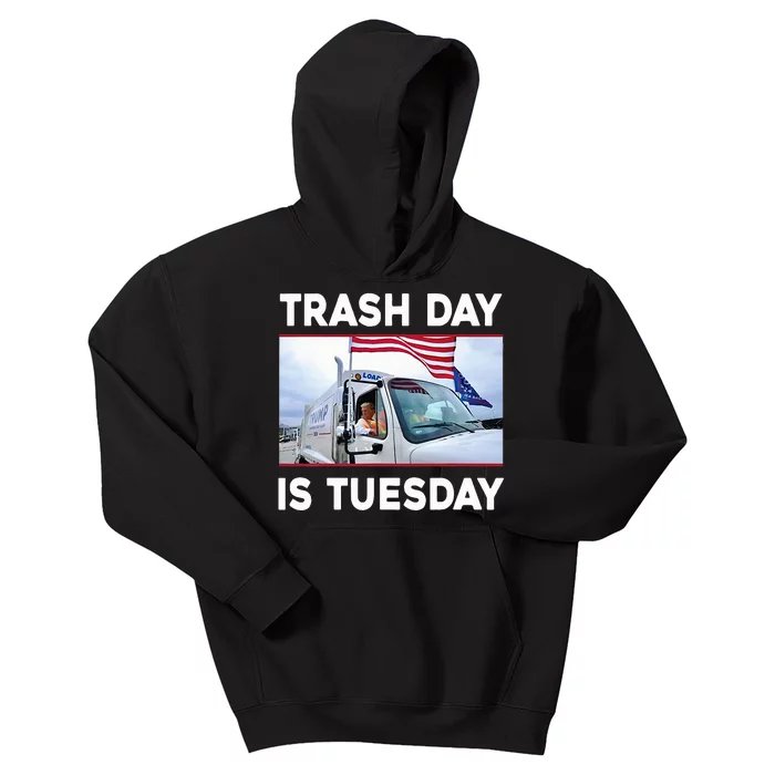 Trash Day Is Tuesday Trump Garbage Truck Love America Kids Hoodie