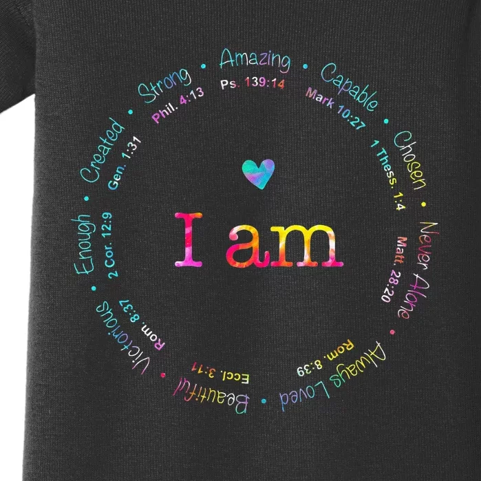 Tie Dye I Am Inspiration Bible Verse Christian Religious Baby Bodysuit