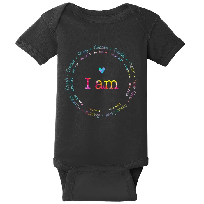 Tie Dye I Am Inspiration Bible Verse Christian Religious Baby Bodysuit