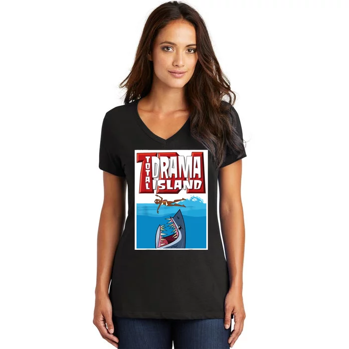 Total Drama Island Shark Logo Women's V-Neck T-Shirt