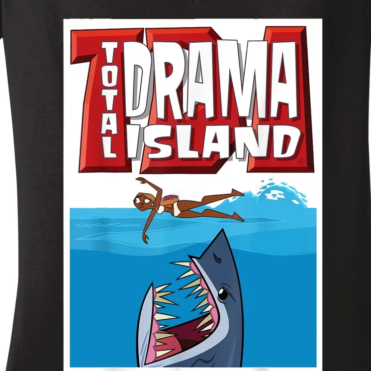 Total Drama Island Shark Logo Women's V-Neck T-Shirt