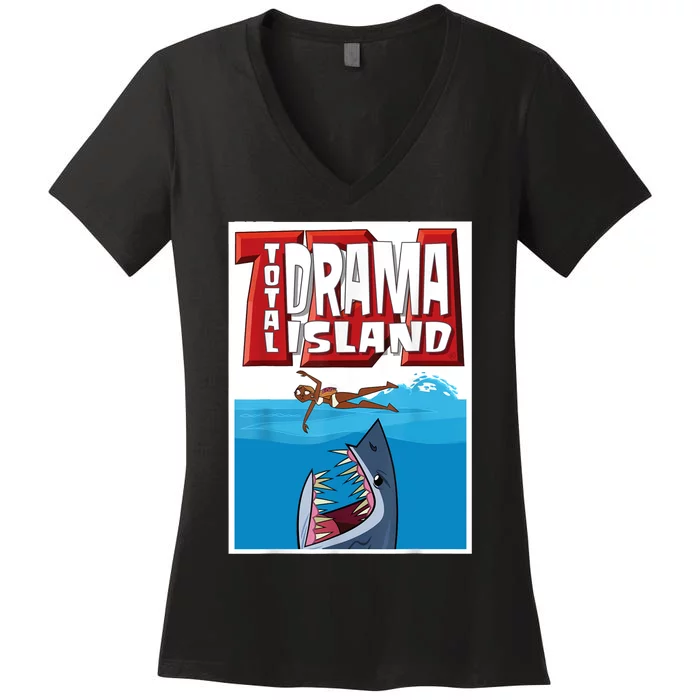 Total Drama Island Shark Logo Women's V-Neck T-Shirt