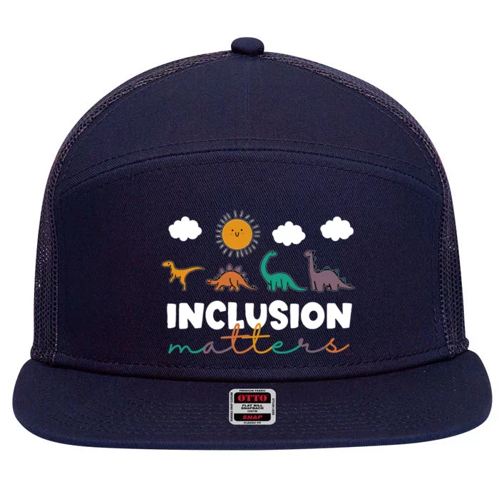 Trex Dinosaur Inclusion Matters Special Education Teacher 7 Panel Mesh Trucker Snapback Hat