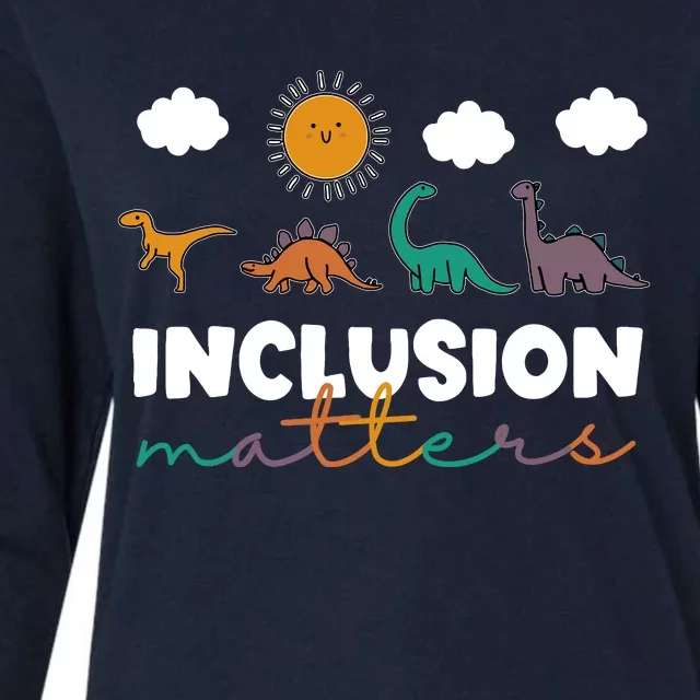 Trex Dinosaur Inclusion Matters Special Education Teacher Womens Cotton Relaxed Long Sleeve T-Shirt