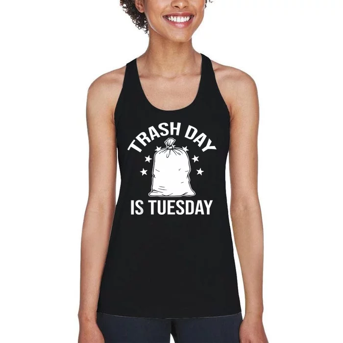 Trash Day Is Tuesday Trump Garbage Trump Retro Trash Truck Women's Racerback Tank