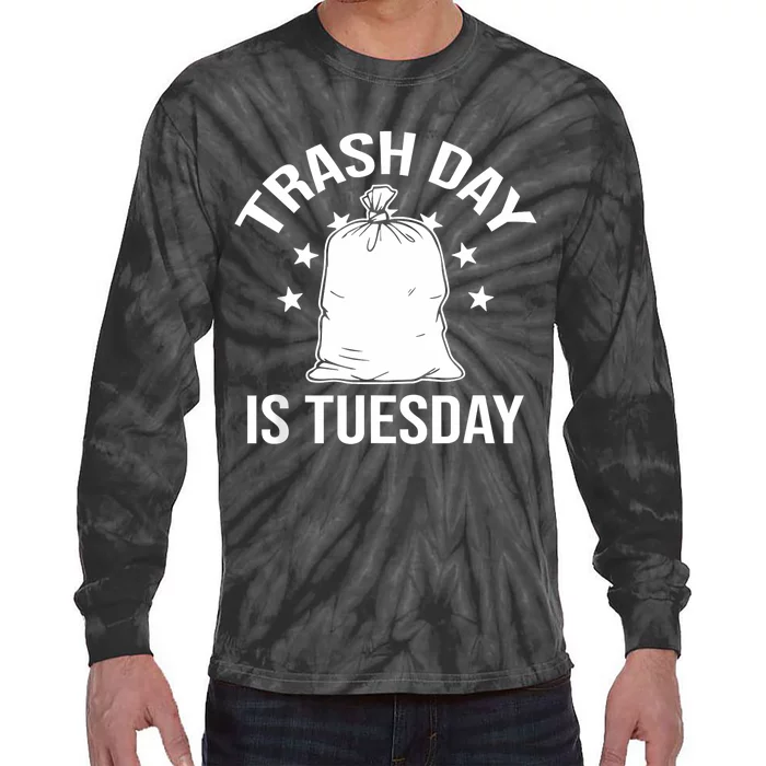 Trash Day Is Tuesday Trump Garbage Trump Retro Trash Truck Tie-Dye Long Sleeve Shirt