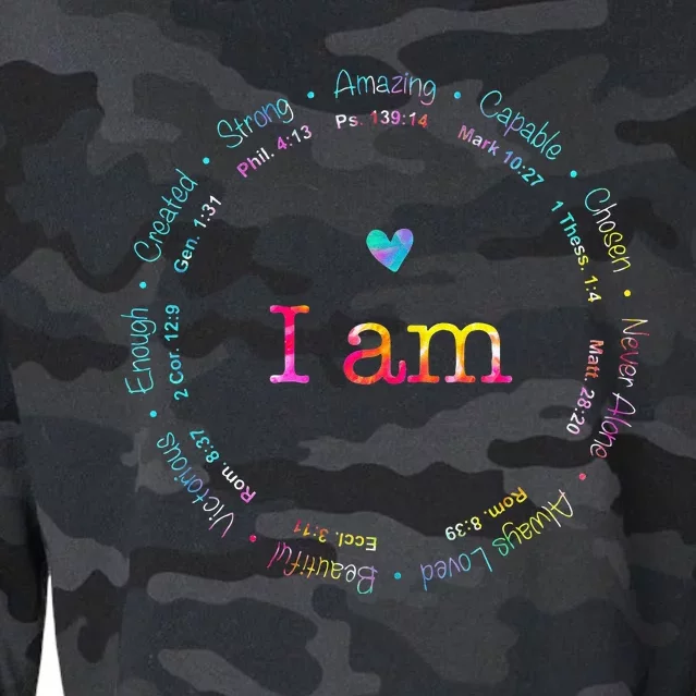 Tie Dye I Am Inspiration Bible Verse Christian Religious Cropped Pullover Crew