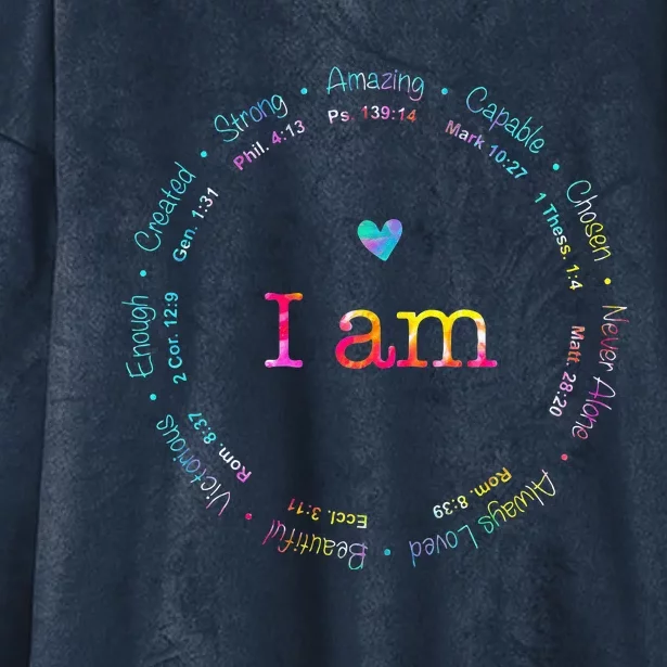 Tie Dye I Am Inspiration Bible Verse Christian Religious Hooded Wearable Blanket