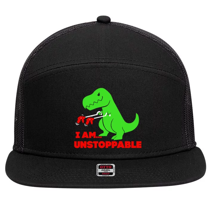 Trex Dinosaur I Am Unstoppable Gifts Xmas 7 Panel Mesh Trucker Snapback Hat