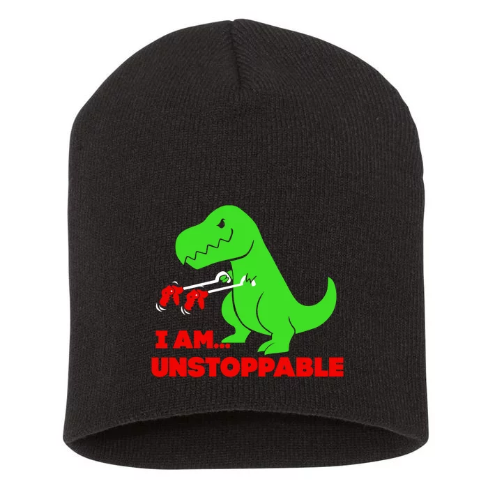 Trex Dinosaur I Am Unstoppable Gifts Xmas Short Acrylic Beanie