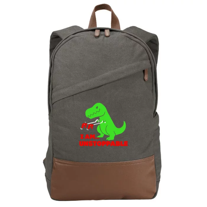 Trex Dinosaur I Am Unstoppable Gifts Xmas Cotton Canvas Backpack