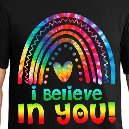 Tie Dye I Believe In You Teacher Rainbow Testing Day Pajama Set