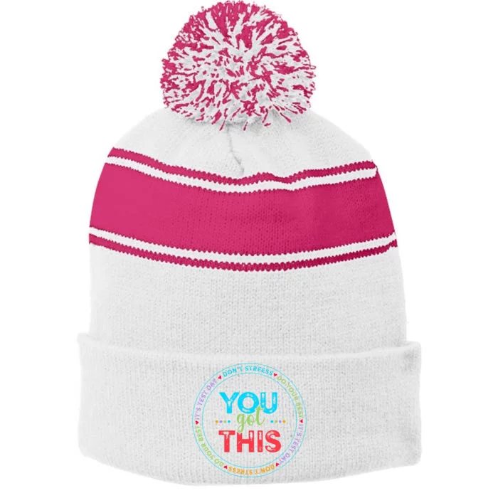 Testing Day Its Test Day You Got This Teacher Student Kids Stripe Pom Pom Beanie