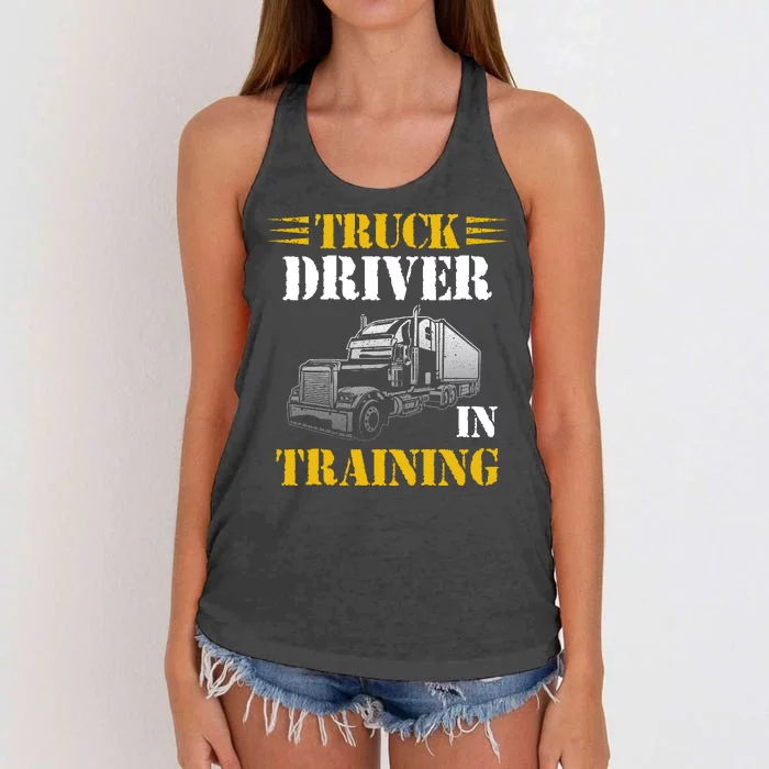 Truck Driver In Training Women's Knotted Racerback Tank