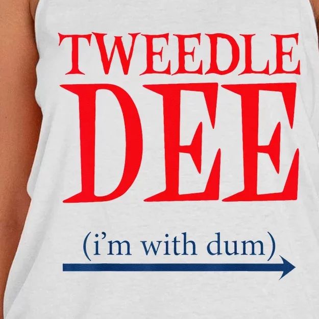 Tweedle Dee Im With Dum Lazy Couple Halloween Women's Knotted Racerback Tank