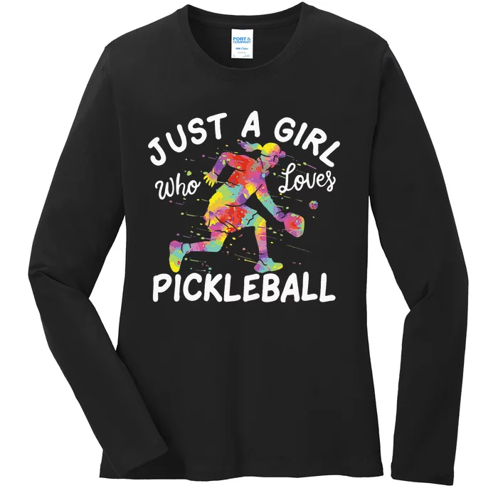 tie dye Just A Who Loves Pickleball Ladies Long Sleeve Shirt