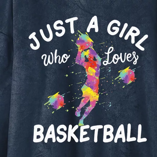 Tie Dye Just A Who Loves Basketball Hooded Wearable Blanket