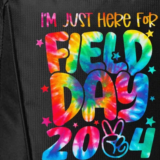 Tie Dye Just Here For Field Day 2024 Peace Sign Teacher City Backpack