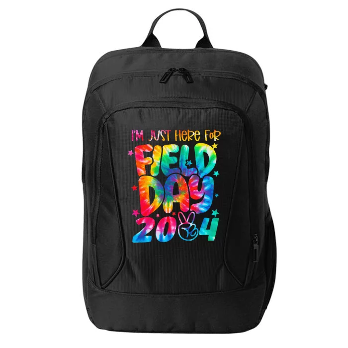 Tie Dye Just Here For Field Day 2024 Peace Sign Teacher City Backpack