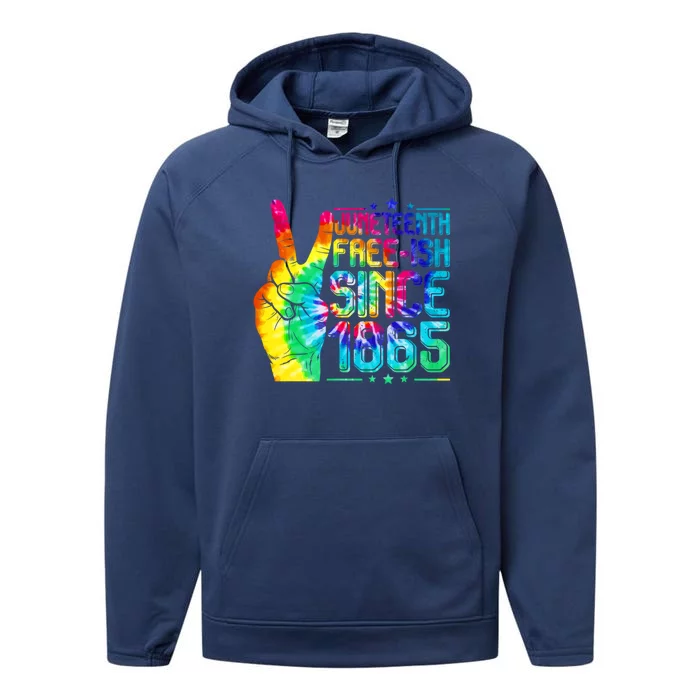 Tie Dye Juneteenth Freecool Giftish Since 1865 Black History Melanin Funny Gift Performance Fleece Hoodie