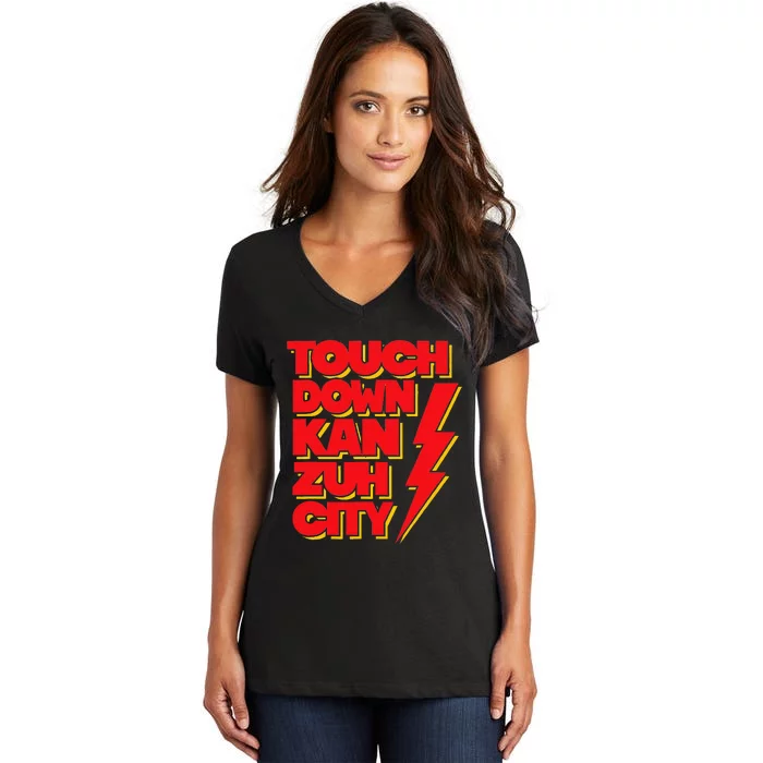 Touch Down Kan Zuh City Women's V-Neck T-Shirt