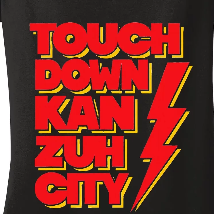 Touch Down Kan Zuh City Women's V-Neck T-Shirt