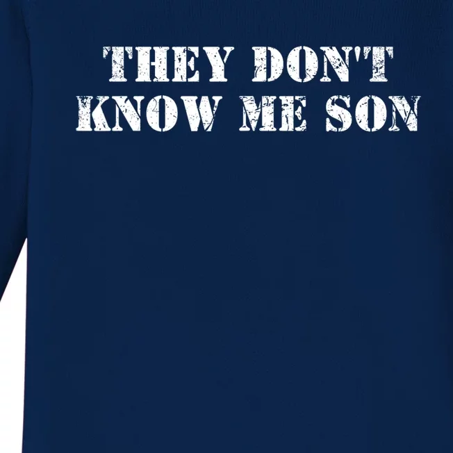 They Dont Know Me Son Bodybuilder Workout Baby Long Sleeve Bodysuit