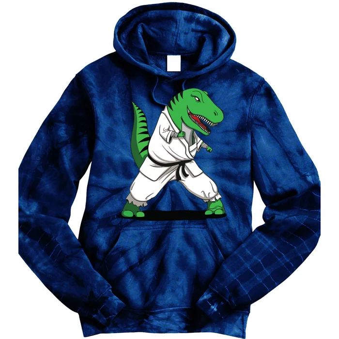 TRex Dinosaur Karate Ninja Martial Arts Funny Tie Dye Hoodie