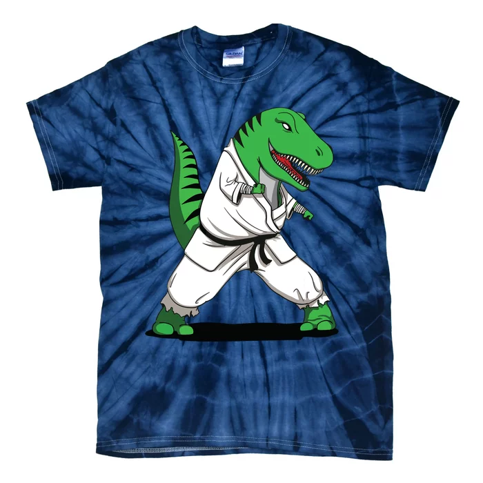 TRex Dinosaur Karate Ninja Martial Arts Funny Tie-Dye T-Shirt