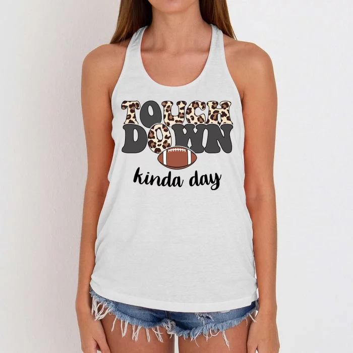 Touch Down Kinda Day Football Lover Women's Knotted Racerback Tank