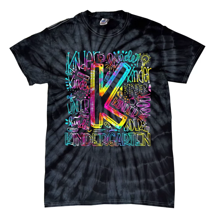 Tie Dye Kindergarten Typography Team Kindergarten Teacher Tie-Dye T-Shirt