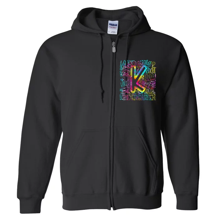 Tie Dye Kindergarten Typography Team Kindergarten Teacher Full Zip Hoodie