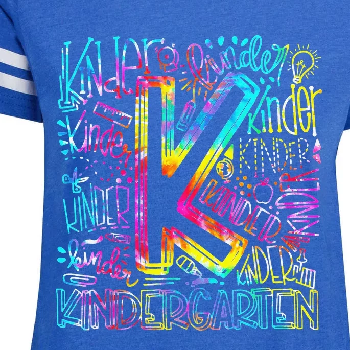 Tie Dye Kindergarten Typography Team Kindergarten Teacher Enza Ladies Jersey Football T-Shirt