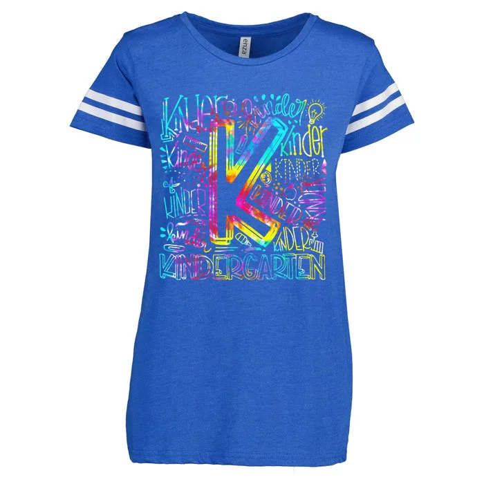 Tie Dye Kindergarten Typography Team Kindergarten Teacher Enza Ladies Jersey Football T-Shirt