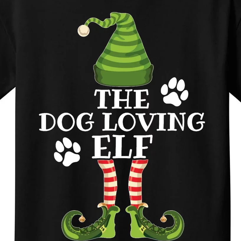 The Dog Loving Elf Family Matching Christmas Dog Owner Kids T-Shirt