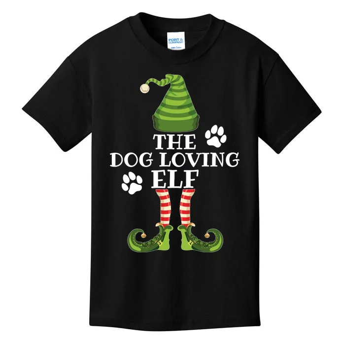 The Dog Loving Elf Family Matching Christmas Dog Owner Kids T-Shirt