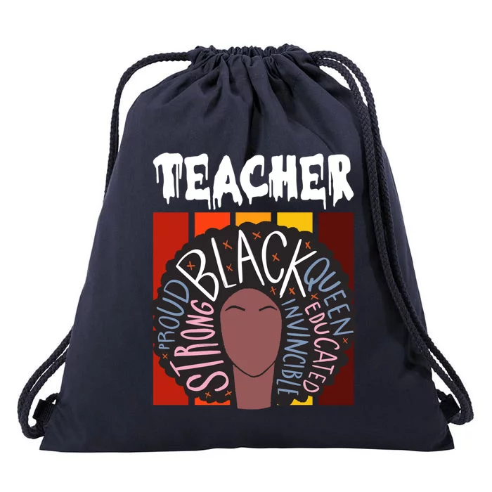 Teacher Drippin Lazy Halloween Costume Retro Afro Queen Funny Gift Drawstring Bag