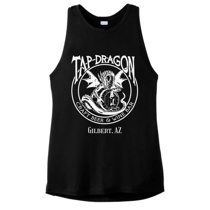 Tap Dragon Logo Front Never Fk With Dragon back Ladies Tri-Blend Wicking Tank