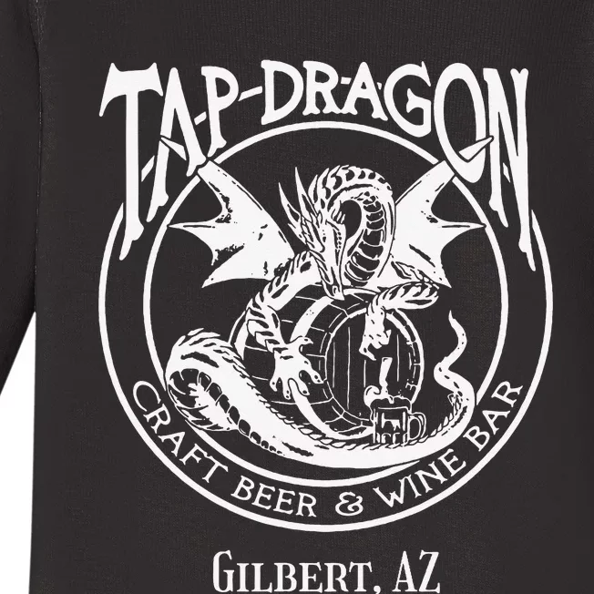 Tap Dragon Logo Front Never Fk With Dragon back Baby Long Sleeve Bodysuit