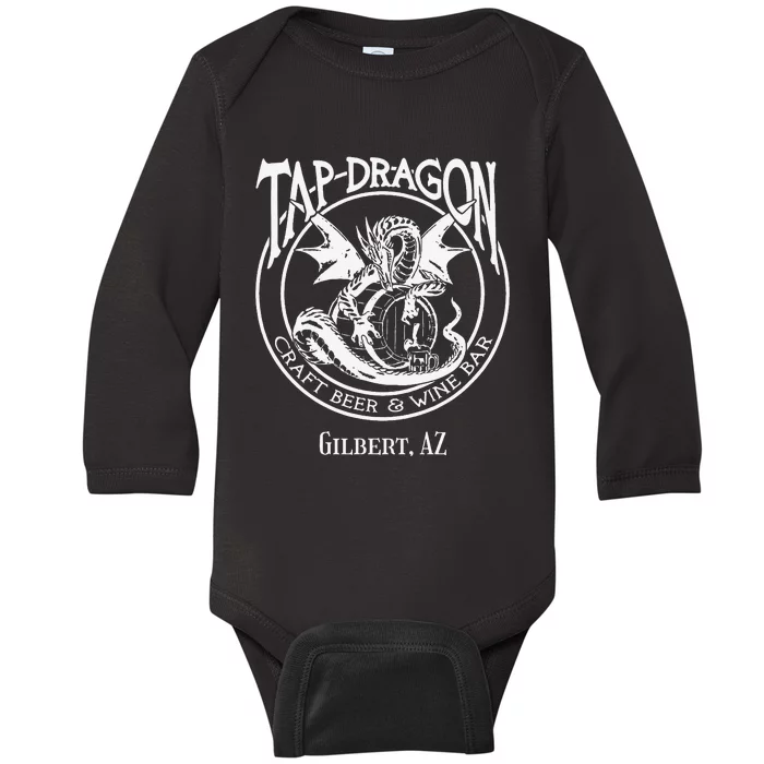 Tap Dragon Logo Front Never Fk With Dragon back Baby Long Sleeve Bodysuit