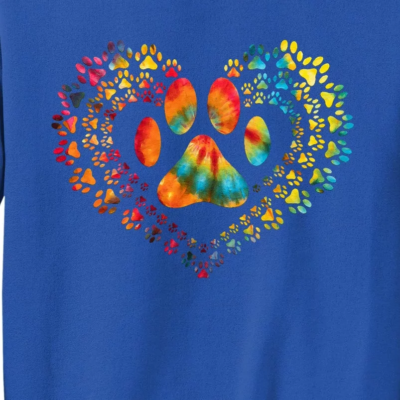 Tie Dye Love Dog Paw Print Heart Animal Lover Tall Sweatshirt