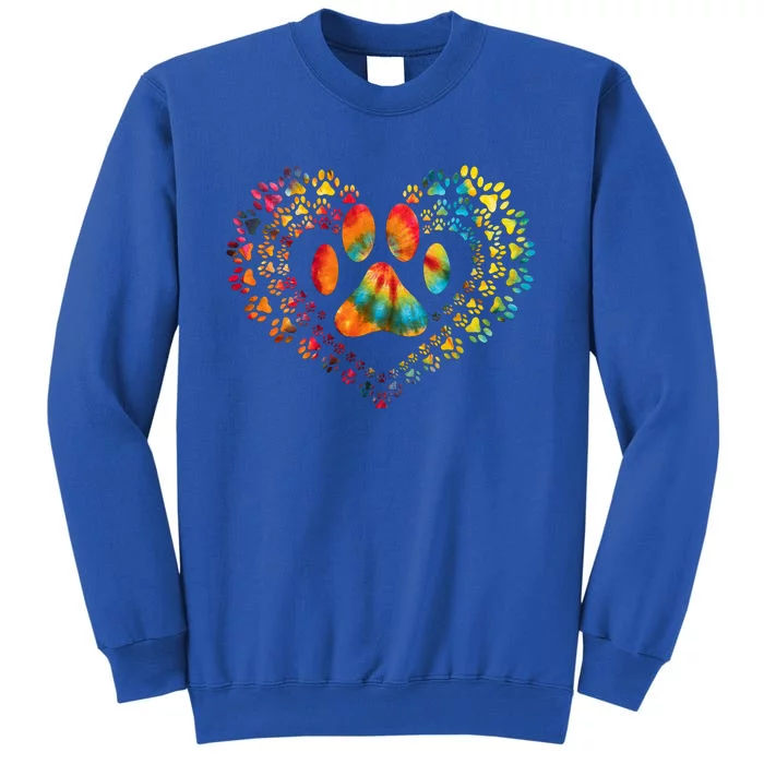 Tie Dye Love Dog Paw Print Heart Animal Lover Tall Sweatshirt